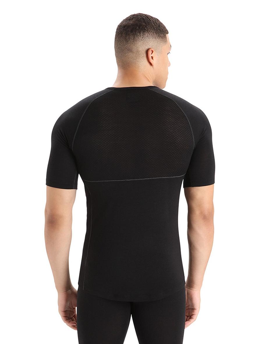 Black Icebreaker BodyfitZone™ Merino 150 Zone Short Sleeve Crewe Thermal Top Men's Base Layers | AU 1334ILHS